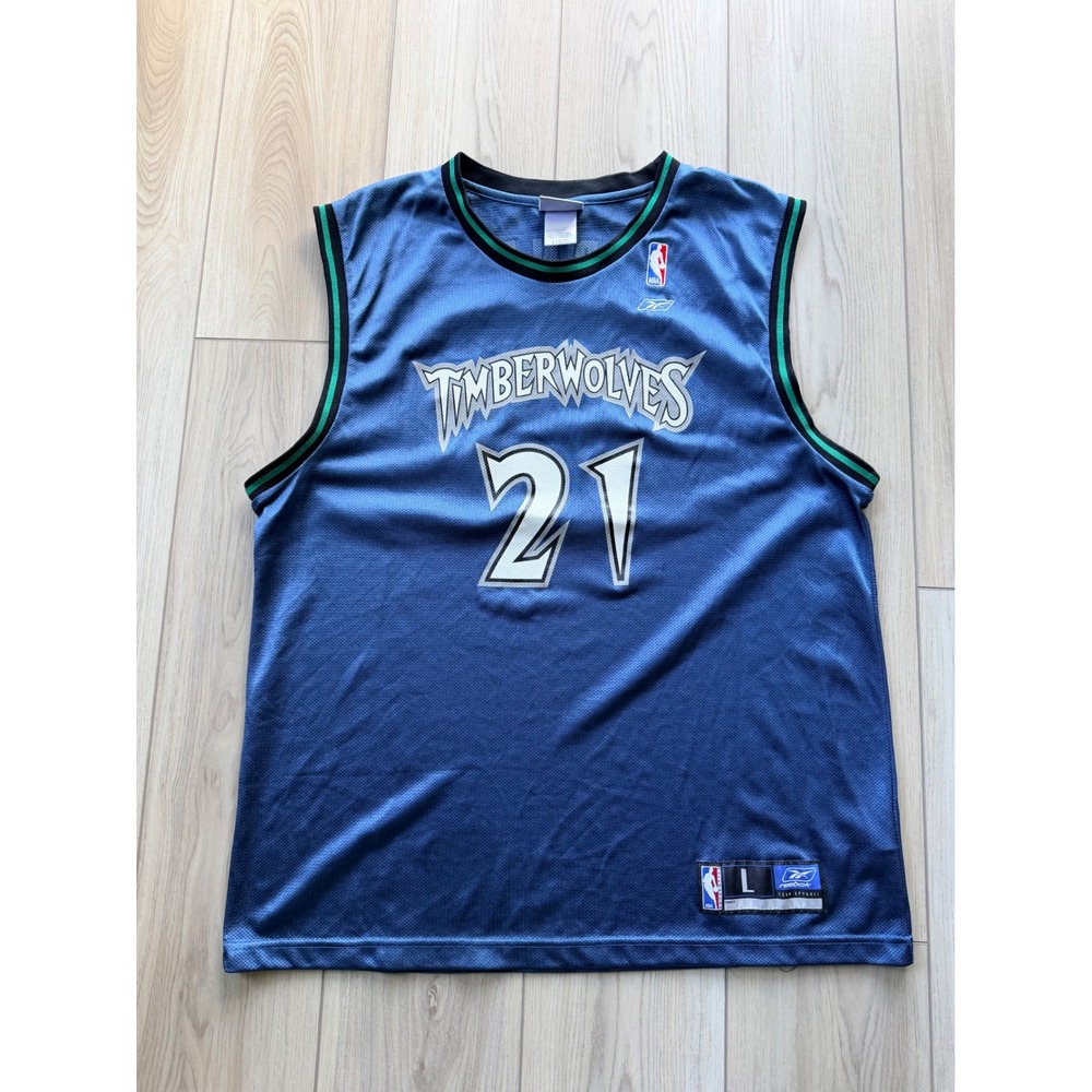 Vintage Reebok Minnesota Timberwolves Jersey Men Large Blue Kevin Garnett 21 NBA